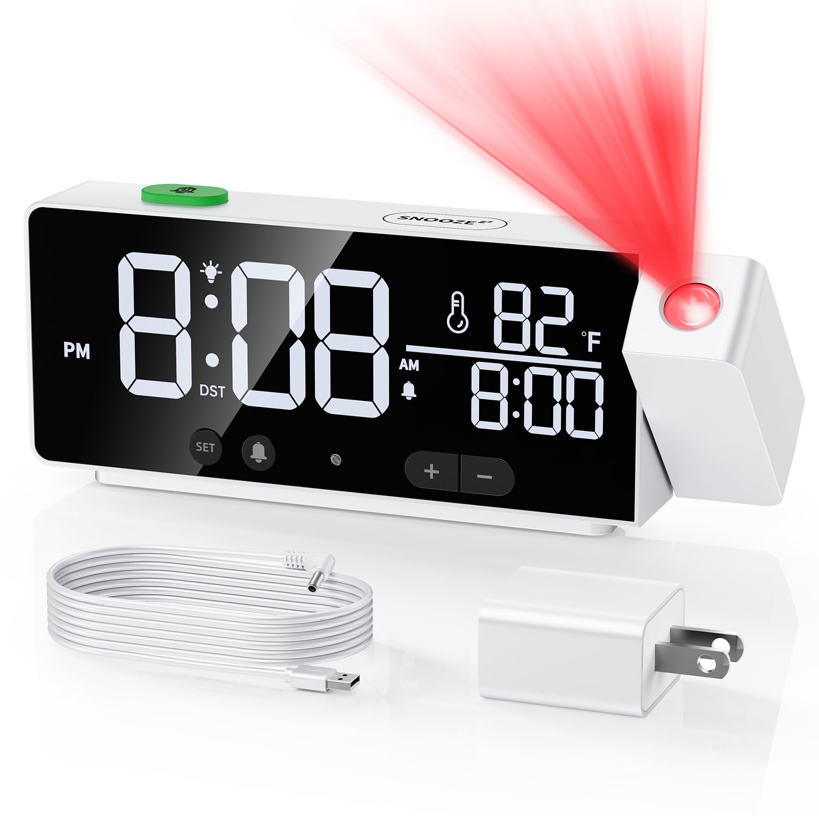 Projection Alarm Clock for Bedroom Ceiling with Auto Brightness Adjustment