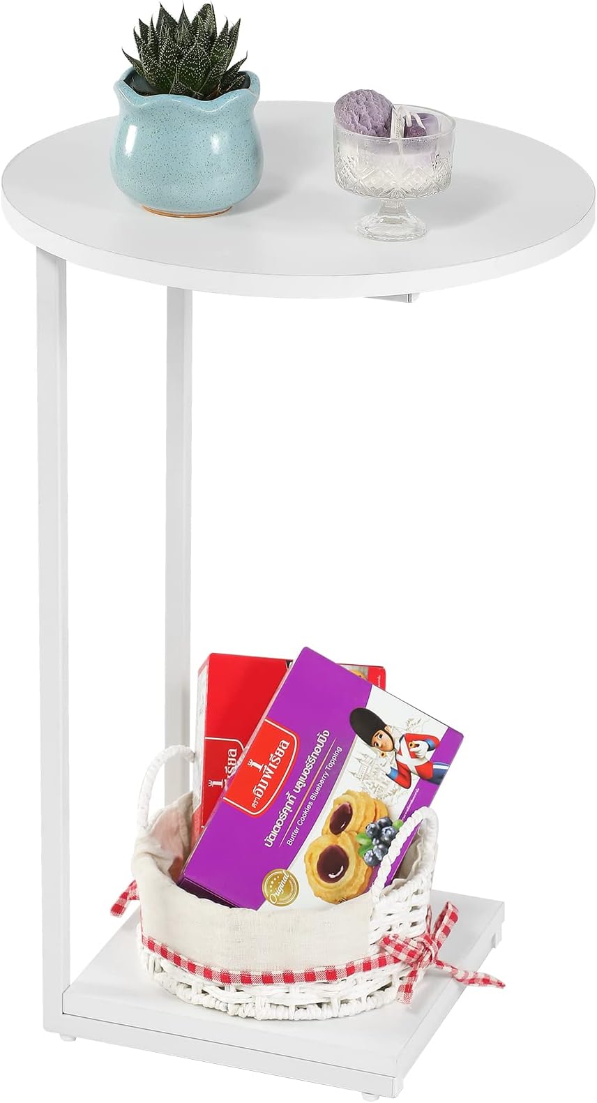 smusei Small Drink Table for Small Spaces Round End Table