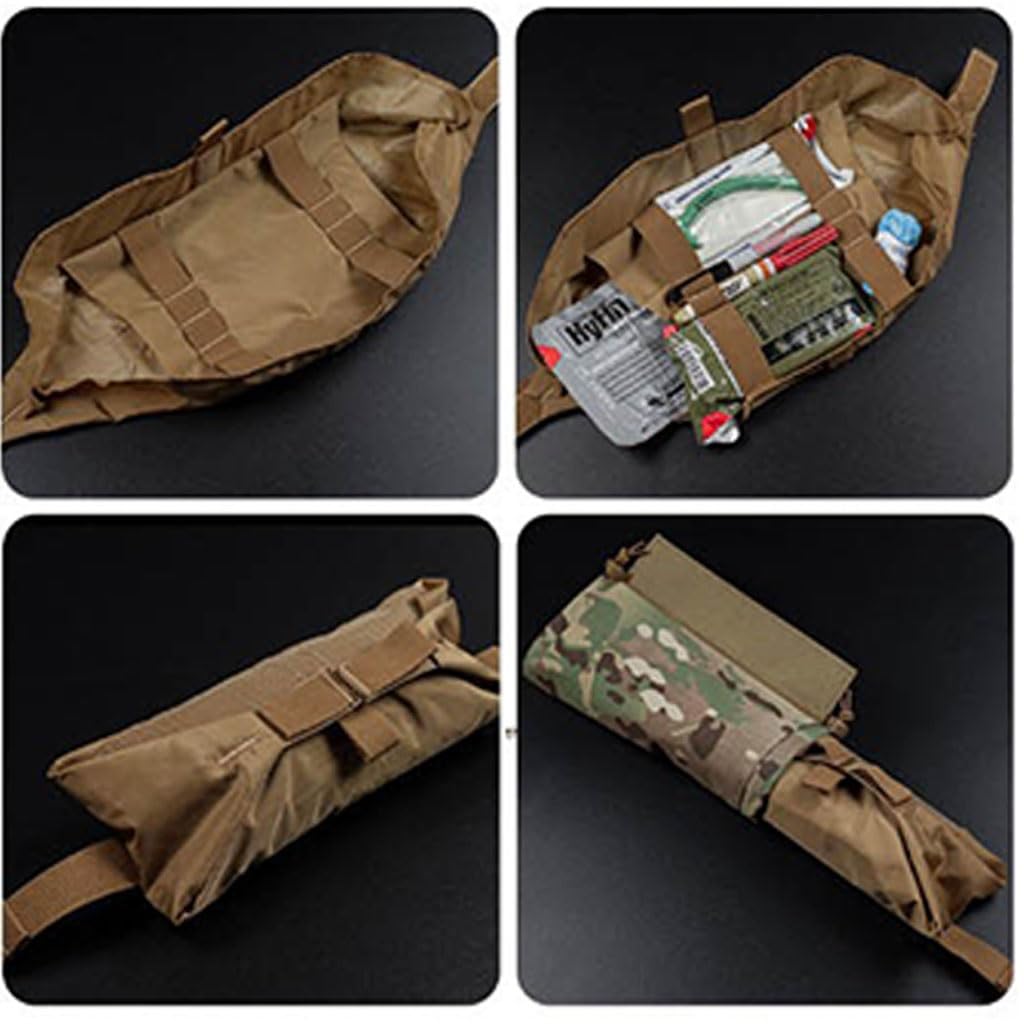 Bolsa Táctica De Primeros Auxilios para Chaleco Blindado Arnés Torácico, Bolsa De Trauma Médico Ifak Plegable Enrollable, Bolsas Portadoras Micro Subabdominales