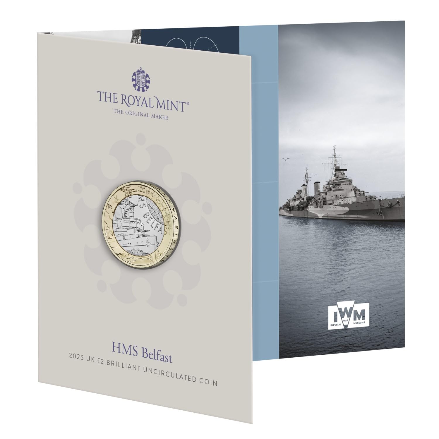 CrawleyCoins 2025 HMS Belfast UK £2 Brilliant Uncirculated Coin in Mint Sealed Pack, Small