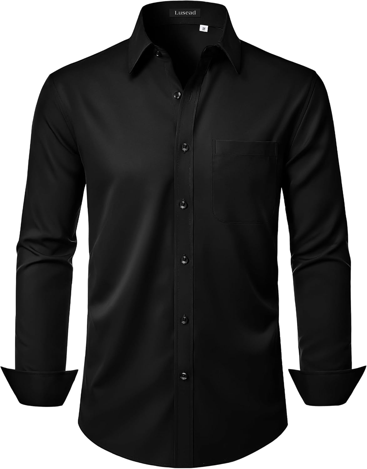 Men's Dress Shirts Long Sleeve Stretch Regular Fit Casual Formal Wedding Wrinkle Free Button Down Shirt with Pocket