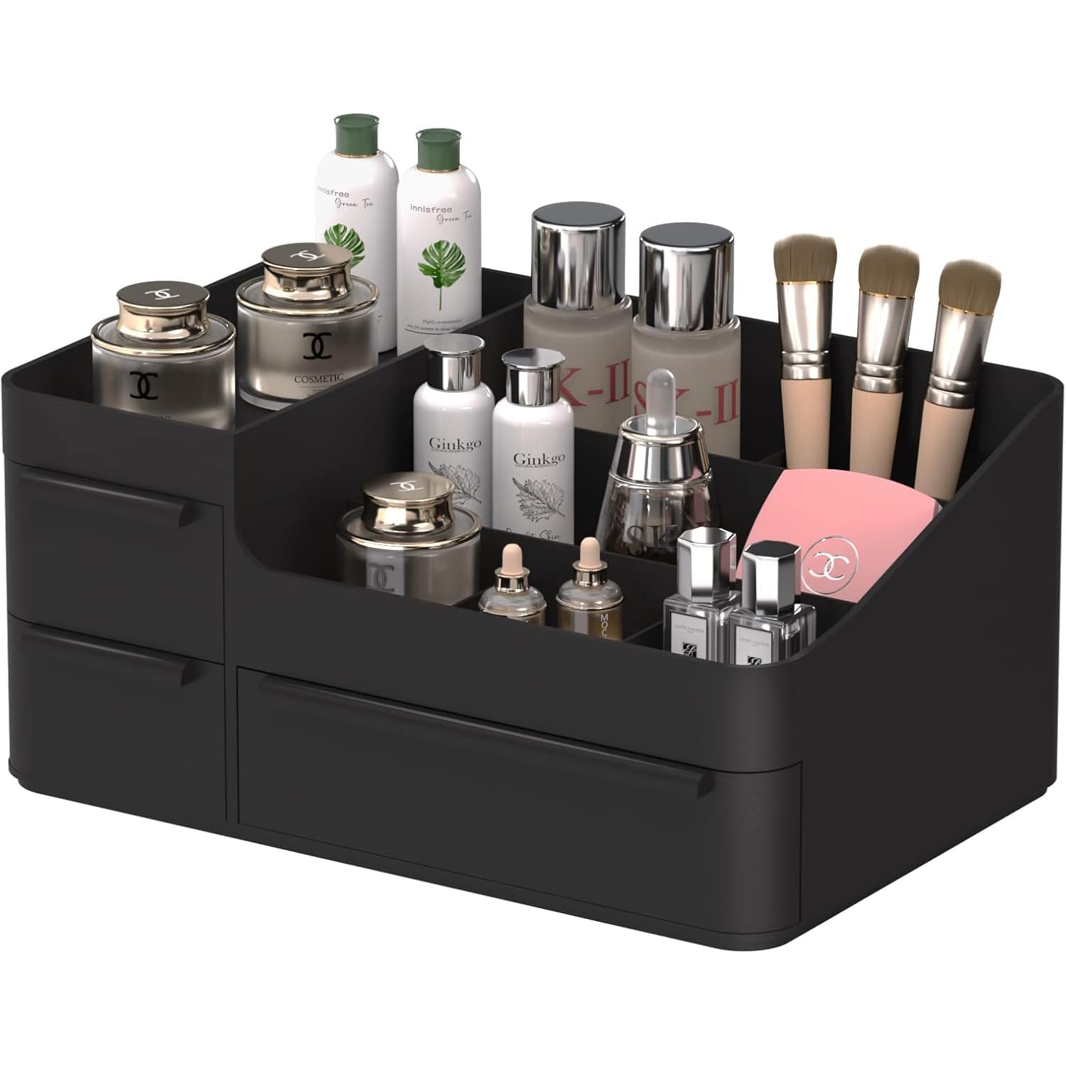 CHANCETSUI Black Makeup Organizer with Drawers