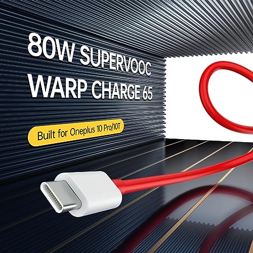 Image of Oneplus 80W Supervooc USB to Type C 1 Meter Fast Charging Cable Compatible with Oneplus 13,13r,13S,12,12r,11,11r,10r,10t,10,10 pro,9 pro,9rt,8,8t, Nord 5,4,3,2,Ce 4,3,2,Ce4 lite,Ce3 lite, Red