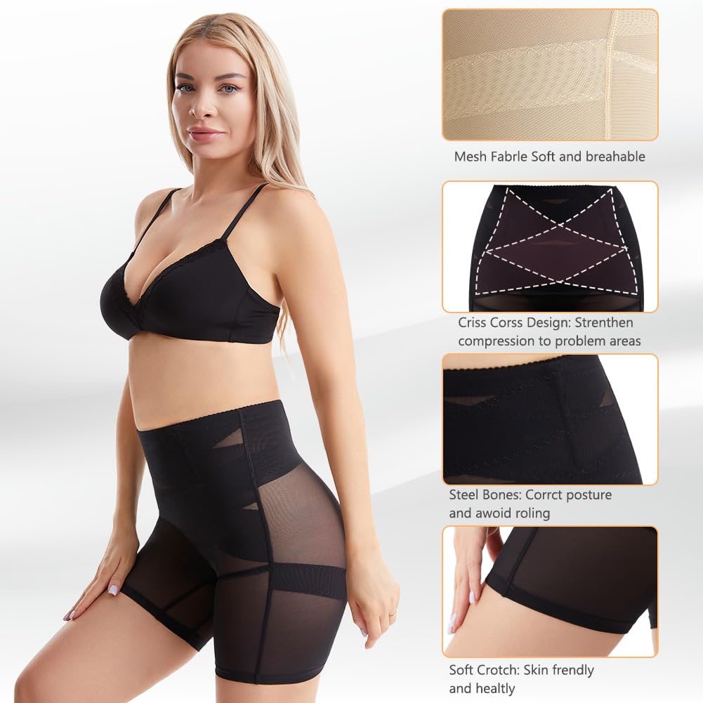 DiULi Damska bielizna wyszczuplająca, wysoka talia, wyszczuplające brzuch, body Shaper z nogawkami, mocno formujące majtki gorsetowe, ujędrniające ciało i oddychające