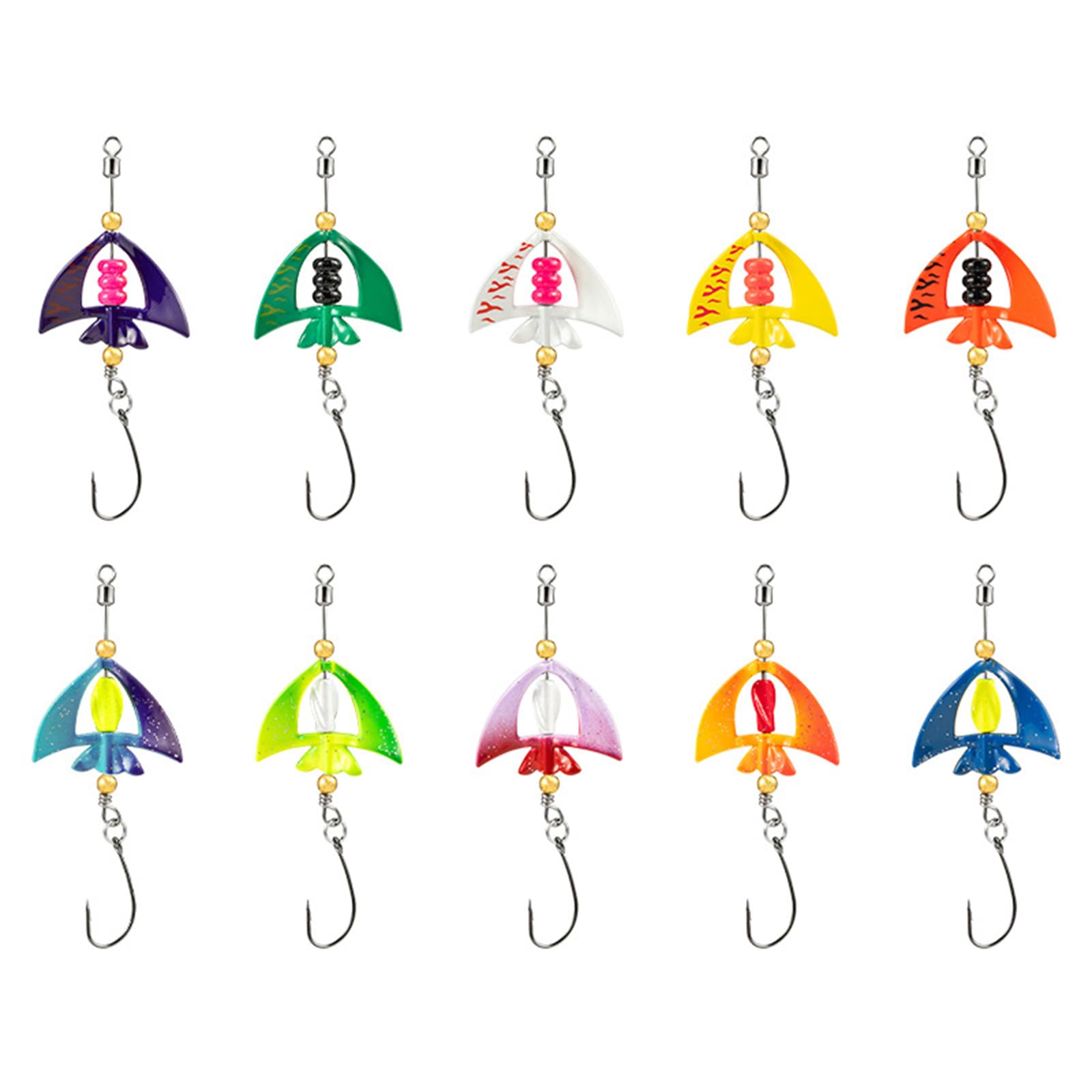 SANTUO 10Pcs Fishing Lures 2# Hooks Trout Spinners 4g with Storage Box UV-Active Colorful Metal Casting Trout Spinners for Fishing Glow In the Dark Lure Accessories for Pike Bass Crappie (4#Hook)