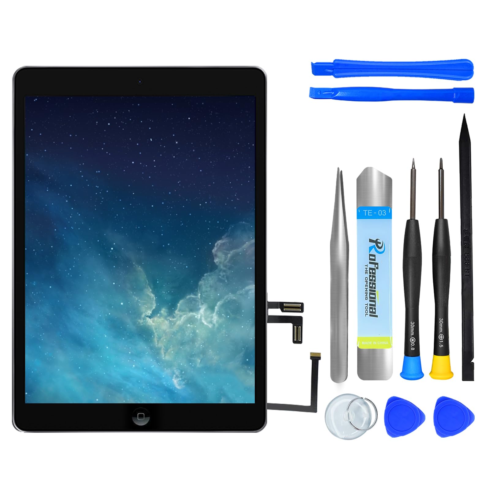 NB+ Screen Replacement For iPad Air 2013 Touch Screen Digitizer Pre-Installed with Home Button and Adhesive Model A1474 A1475 A1476 (Black)