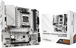 ASRock Placa-mãe B650M-HDV M.2 Micro-ATX AM5 branca, AMD Ryzen 9000/8000/7000, PCIe 5.0 x16, DDR5 8200+(OC), Dual M.2 (Gen5/Gen4), USB 3.2 Type-C, LAN 2.5G