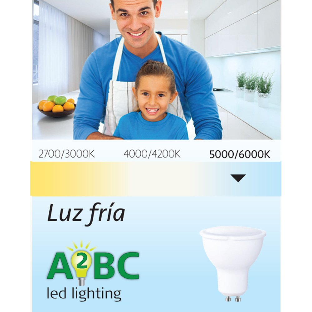 Ampoule LED 6000K GU10, 8 W, blanc froid 6000K, 10 Unités