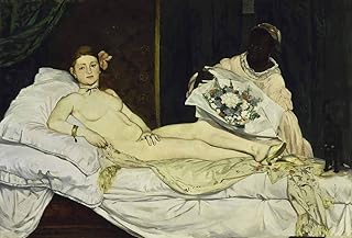 JH Lacrocon Édouard Manet - Olimpia Riproduzioni Quadro Stampa su Tela Arrotolata 90X60 cm - Nudo Dipinti Decorazione da Parete
