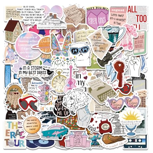 100Pcs Music Lyric Stickers for Fans Adult Popular Singer Ablums Lyrics Stickers for Laptops Water Bottles Waterproof Guitars Phone Gifts for Teens