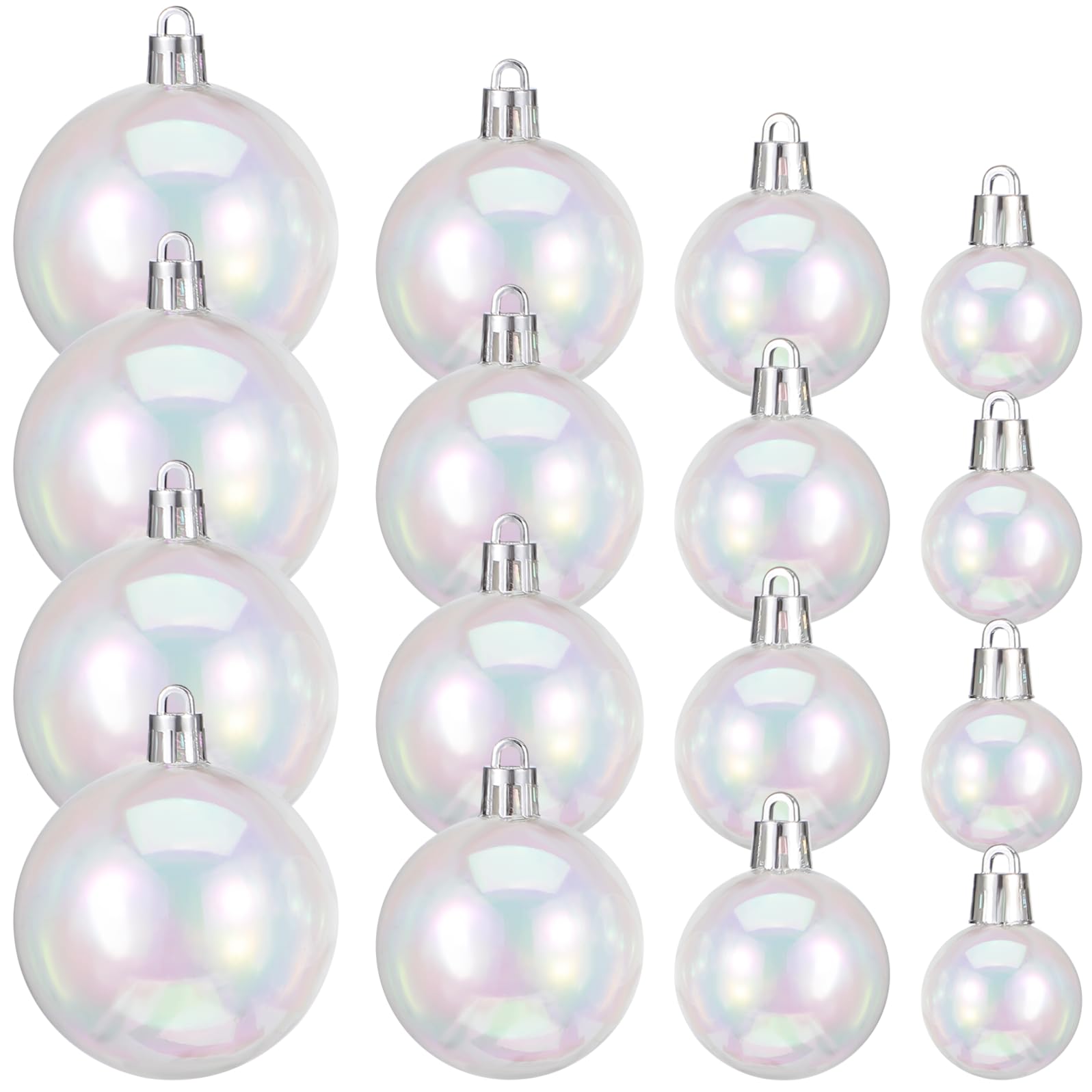 18 Pollici Palline Natale Trasparenti in Plastica Resistente Decorazioni Natalizie Iridescenti per Albero Feste e Dimensioni Miste Facili da Appendere