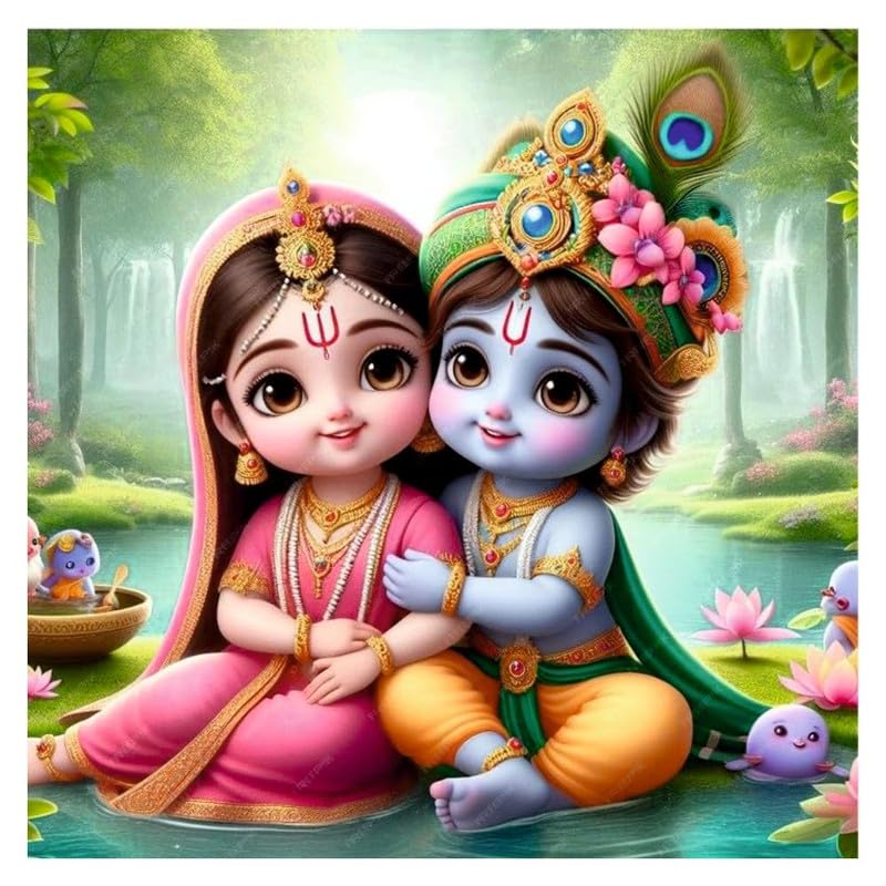 Image of British Terminal Cute little Bal Gopal Baby God Krishna| Kanha Ji | Laddu Lord Makhan Chor Painting Religious Poster for Pregnant Women for wall (matt thin vinyl,sticker,multicolor,unframed)| bj244
