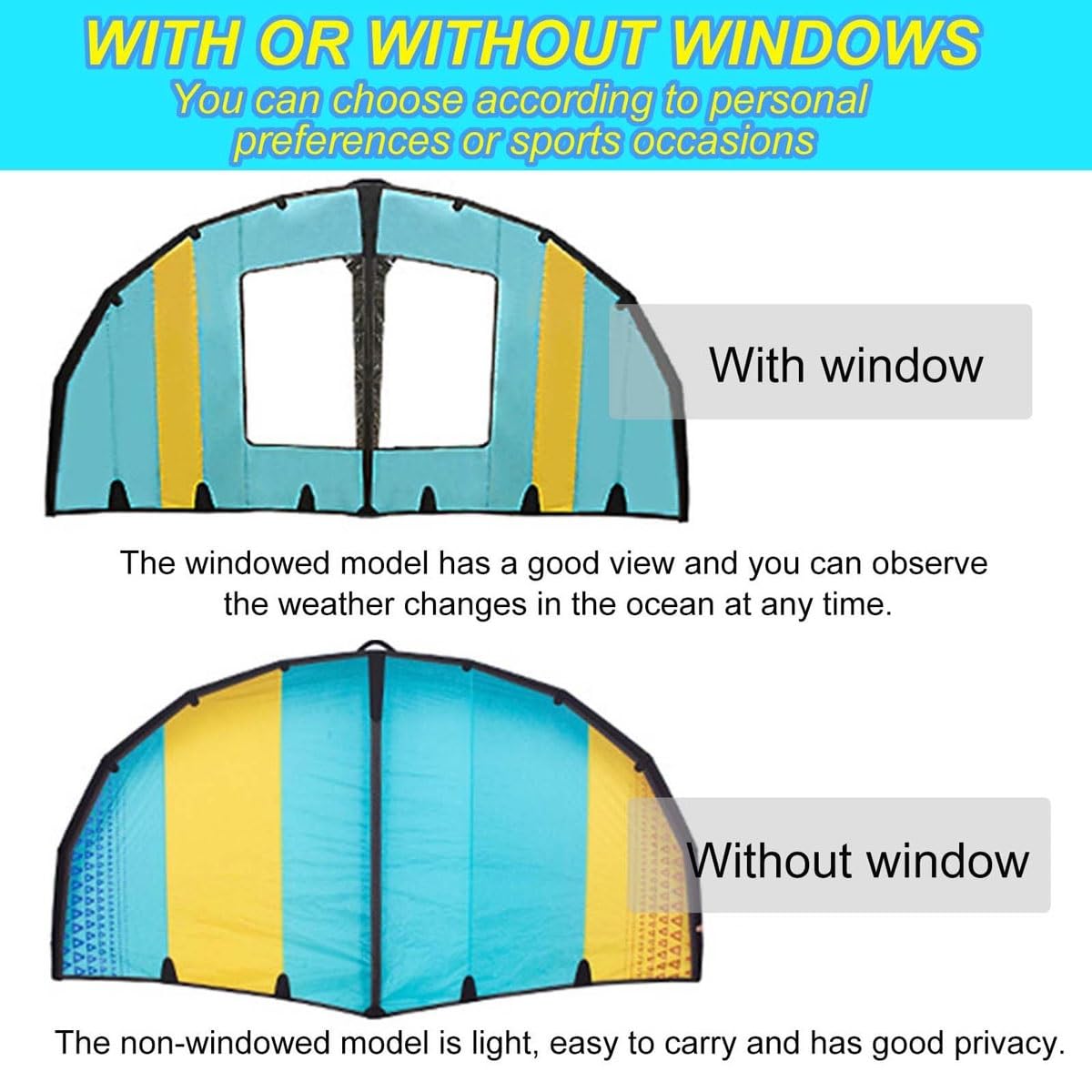 Genérico Tragbarer Aluminium-Flügeldrachen, aufblasbar, 5 m, mit Fensterdesign, aufblasbarer Surfdrachen für Rennen, für Windwing Foiling