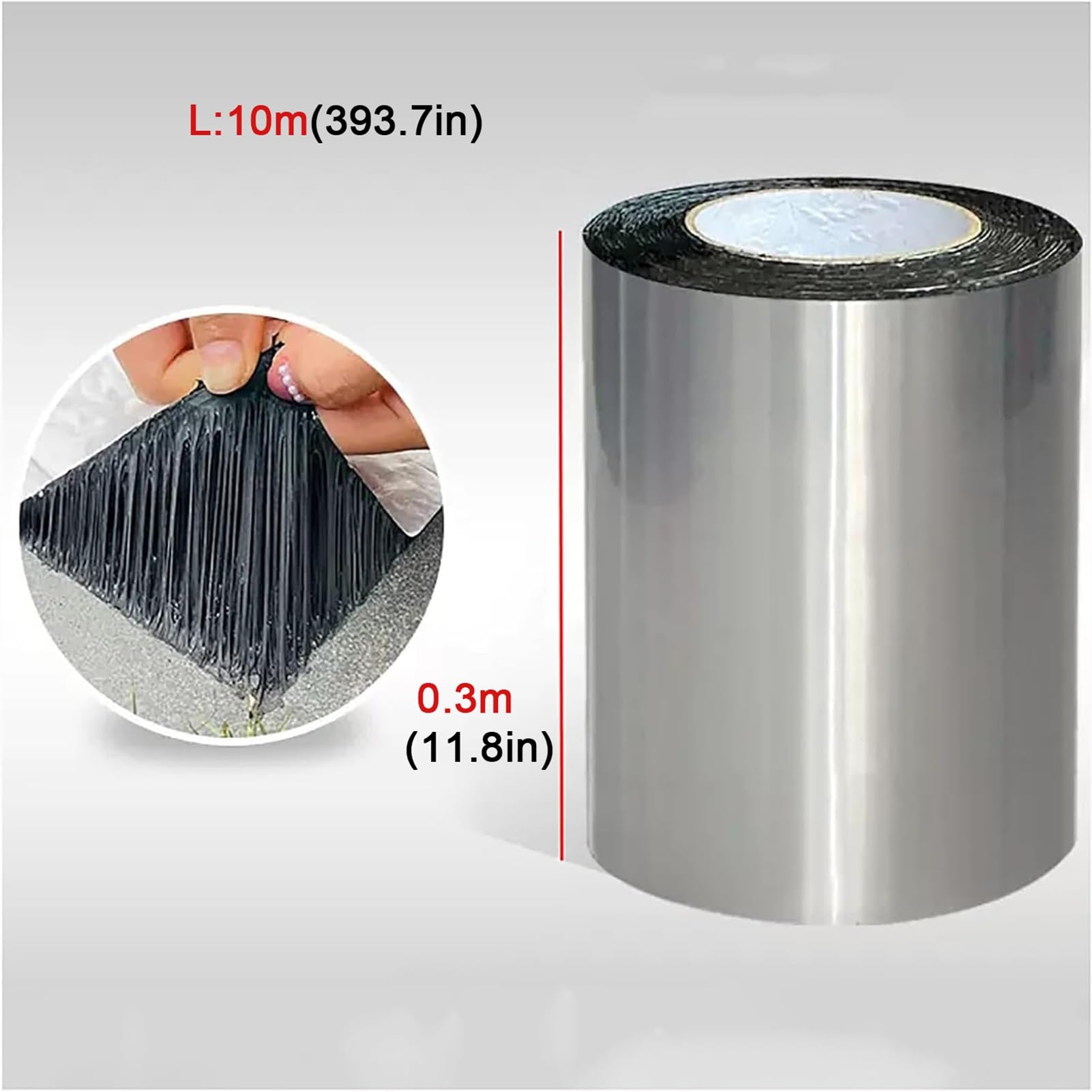 Nastro adesivo in alluminio, sigillante bituminoso impermeabile per perdite sul tetto, crepe e riparazioni di tubi, nastro resistente e durevole (5 m x 0,5 m)