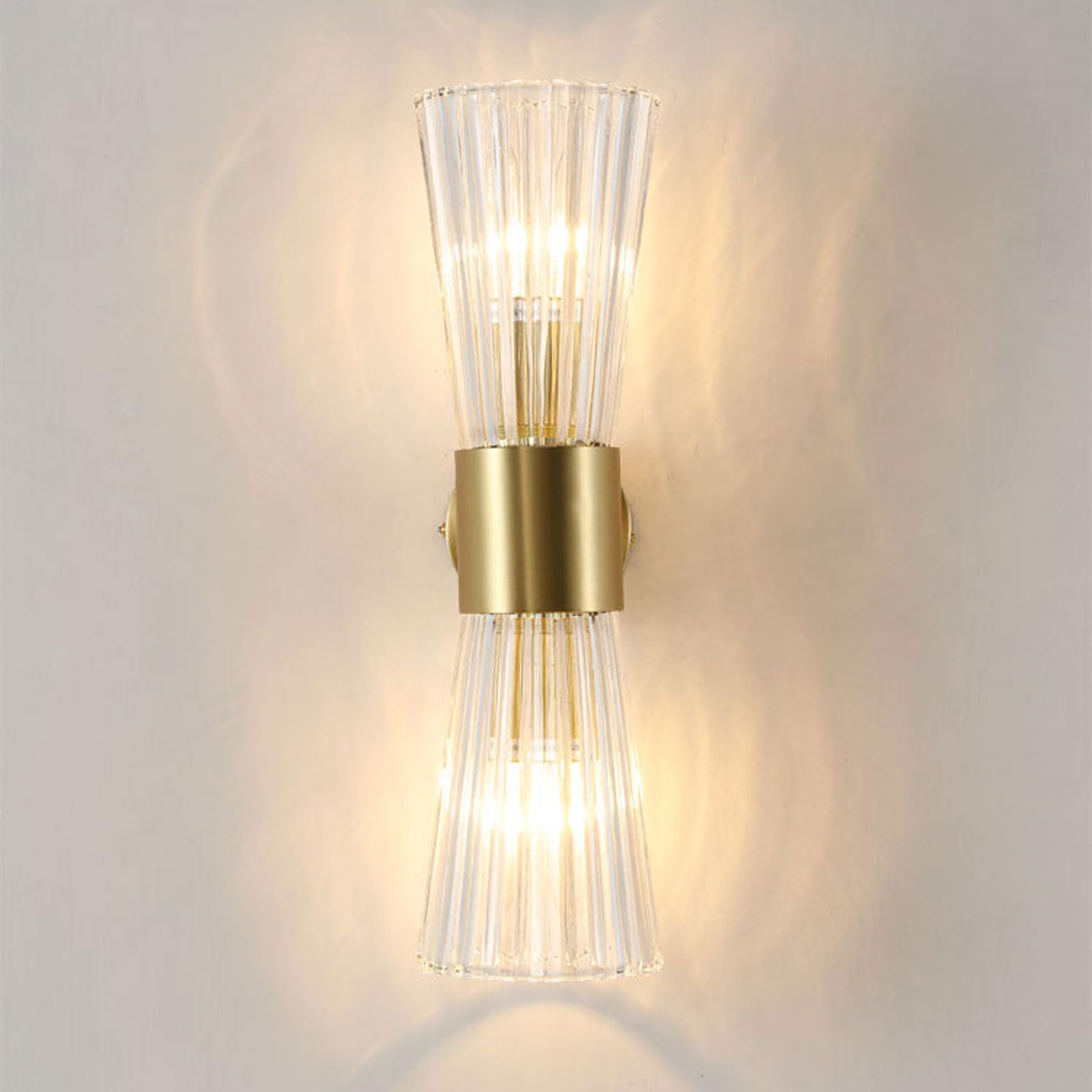MESOVFCA American Retro Crystal Shade Wall Lamp - European Style Metal Body Indoor Lighting for Living Room & More