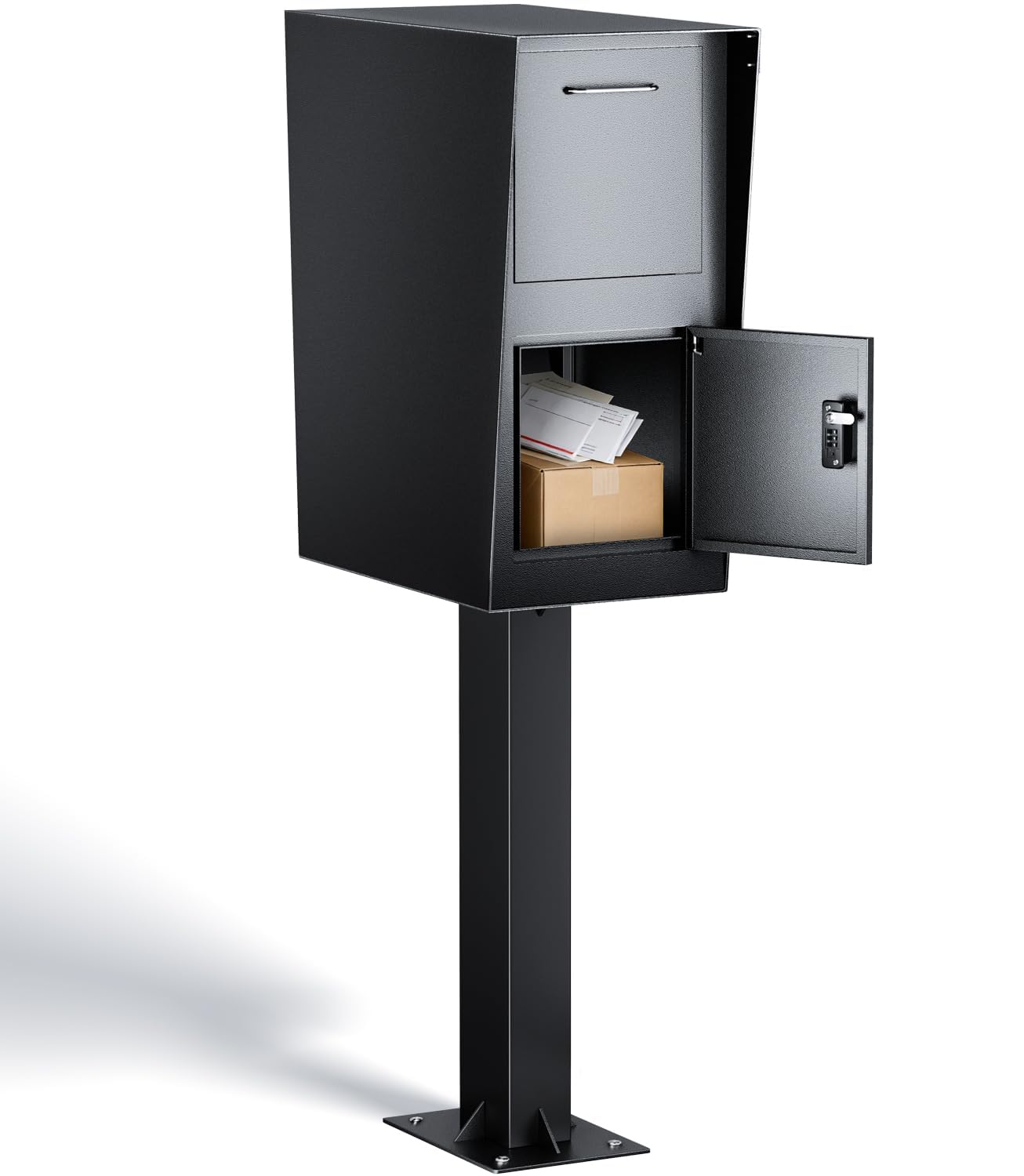 Post-Mount Mailbox, Mailboxes for Outside Weather Resistant, Large Outdoor Mailboxes, Mail Manager Curbside Locking Security Mailbox, Galvanized Steel