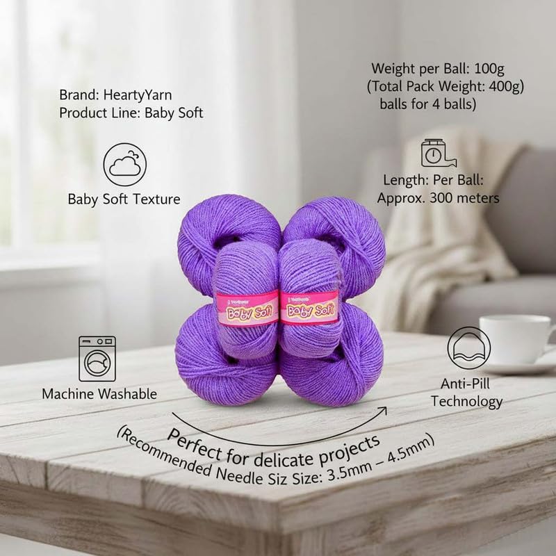 Image of Vard hman 100% Acrylic Wool Iris (6 pc) Baby Wool Wool Ball Hand Knitting Wool /Art Craft Soft Fingering Crochet Hook Yarn, Needle Knitting Yarn Thread Dye S LSD