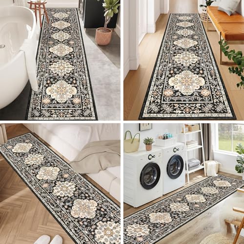 Pauwer Boho Hallway Runner Rug 2x8 Washable Entryway Area Rugs Non Slip Farmhouse Vintage Floor Mat Carpet Runner for Hallways Laundry Room Kitchen Bathroom Bedroom