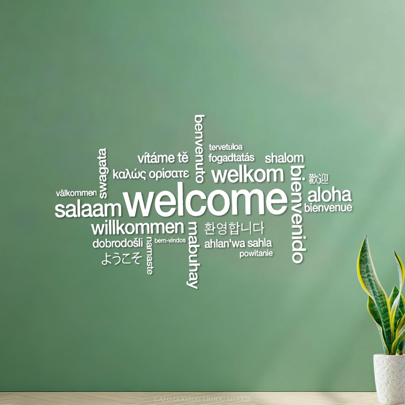 Ergou Stickerdecal-83440 Welcome Sign Various Languages Store Welcome Fine Carving Stickers 30X51.2cm Multi Color Selection White