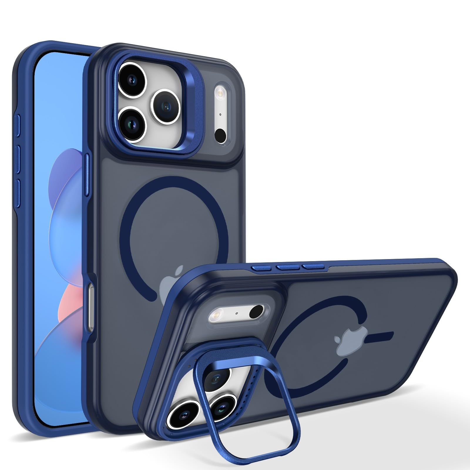 Coque iPhone 16 Plus bleu mat transparente pour un usage quotidien