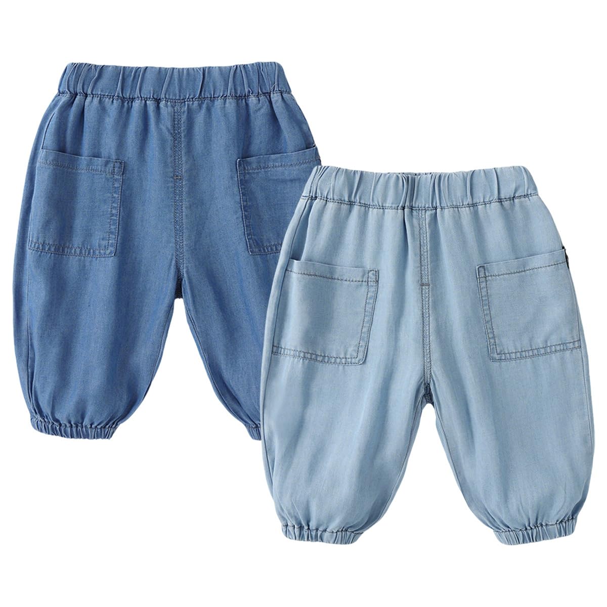 Pantalon Bloomers Été pour Bébé Garçon Fille Pantalon Bouffant en Denim à Taille Elastiquée Pantalons Ample Décontracté Jogging Sport pour Bébé Tout-Petits Enfant 6 Mois-4 Ans