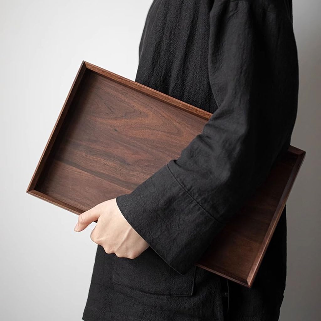 Bandeja de madera maciza para servir, elegante bandeja de té para el hogar, juego de té y almacenamiento de tazas de té, perfecto para decoración de sala de estar y cocina