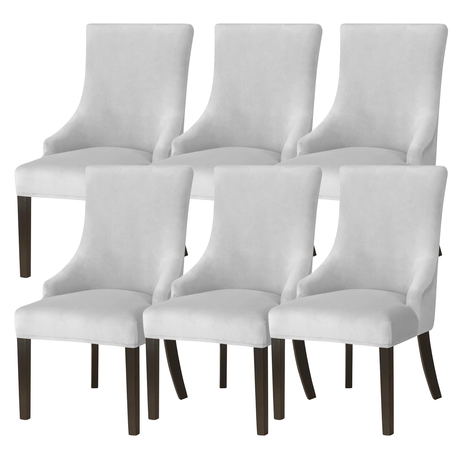 WYLEBER Stretch Washable Dining Chair Covers Set of 2/4/6,Wingback Dining Chair Covers with Sloping Arms,for Dining Room Banquet Hotel Home Decor(Light Gray,6Set)