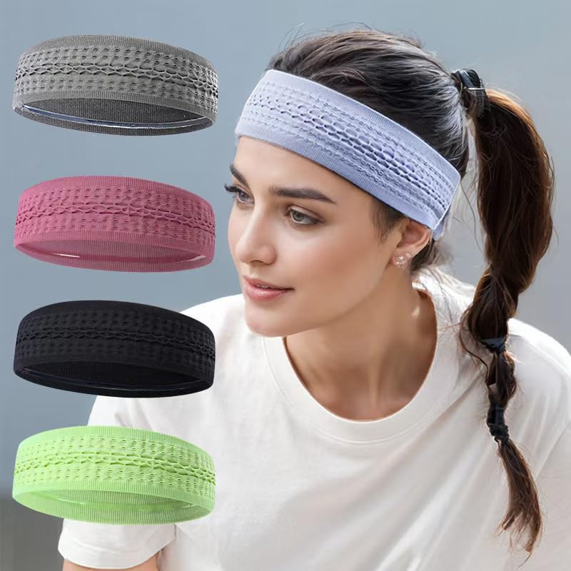 Image of Workout Headbands Non Slip Headband Sport Headbands Sweatbands Elastic Sport Hair Bands for Sports Travel Indoor Fitness Gym