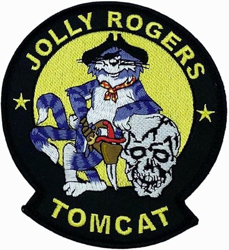 VF-84 Jolly Rogers Tomcat Patch, 4.5 pulgadas, azul marino, F-14 Tomcat, gancho y bucle