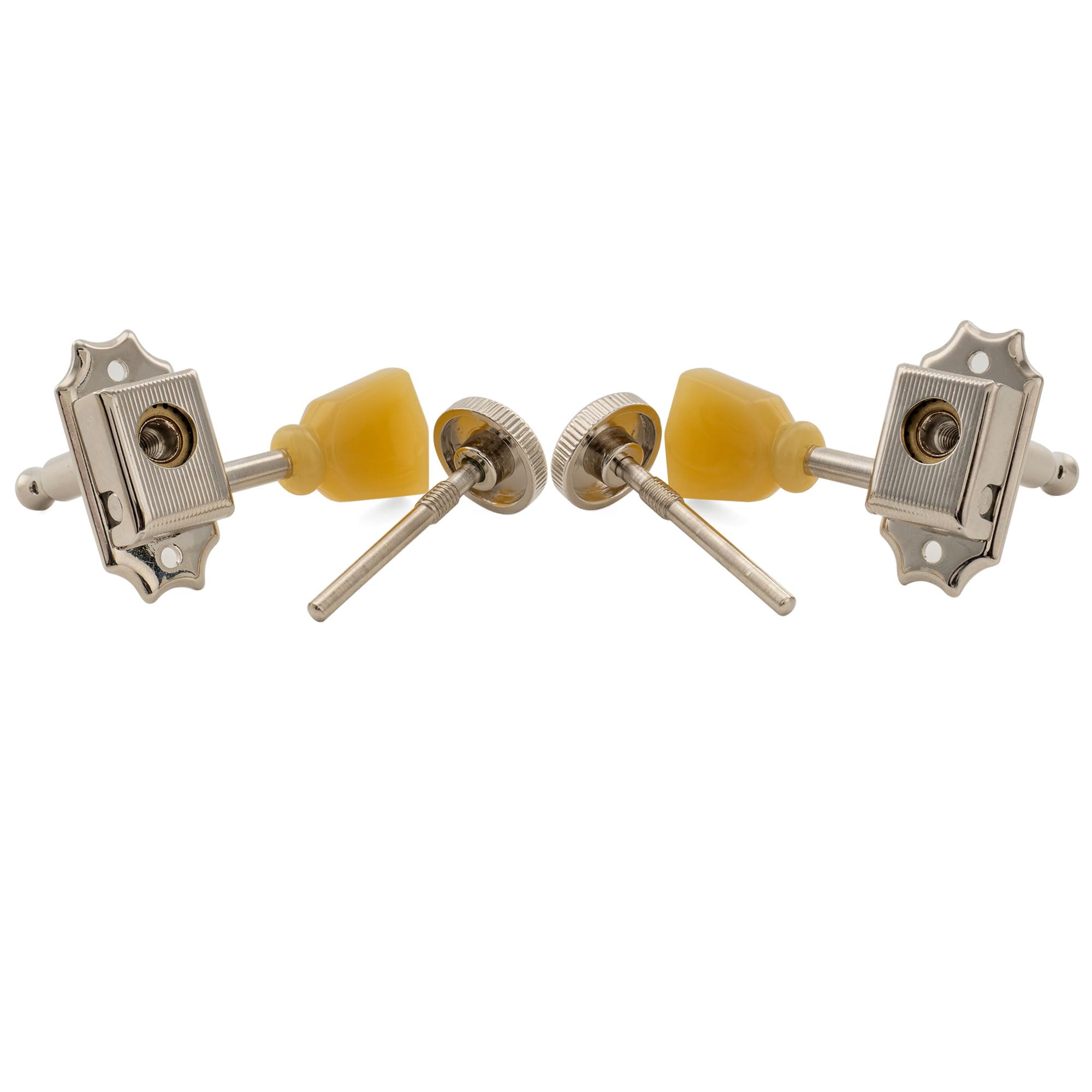 Musiclily Pro R18T 3R3L Semi-Sigillato Vintage Ibrido Set Meccaniche Autobloccanti 18:1 Ratio Locking Tuners con Paletta Keystone per Chitarra Elettrica Acustica, Nickel