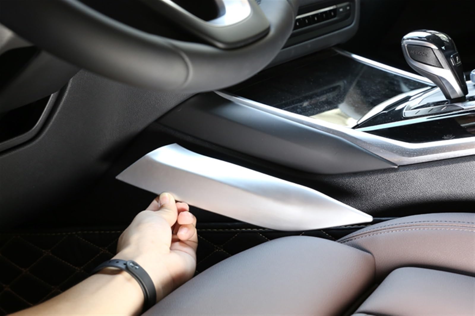 Komponenten 2 Stück ABS Chrom Seitendekorationsstreifen Für Die Mittelkonsole Des Autos Für BMW 3er G20 G28 325li 2019–2021 Auto Zubehör(Silver)