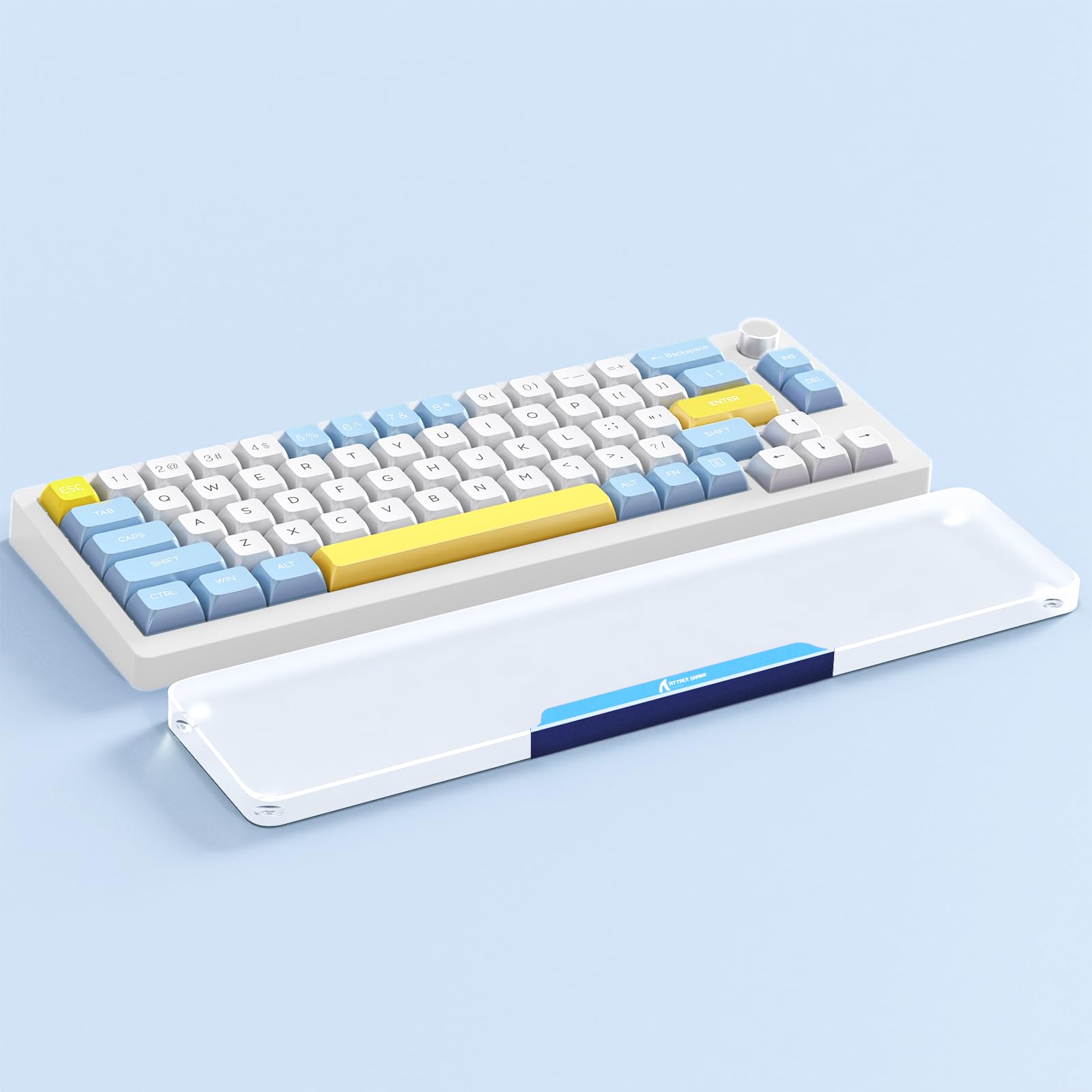 Poggiapolsi in acrilico per tastiera da gioco, poggiapolsi ergonomico trasparente con base antiscivolo, logo personalizzato in lega di alluminio per tastiera compatta 80% computer, ufficio, giochi per