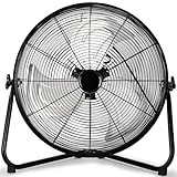 Uthfy 20 Inch High Velocity Heavy Duty Fan, Metal Industrial Floor Fan with 3 Speeds, 360° Adjustbale Tilting for Warehouse,Workshop, Factory and Basement, Black