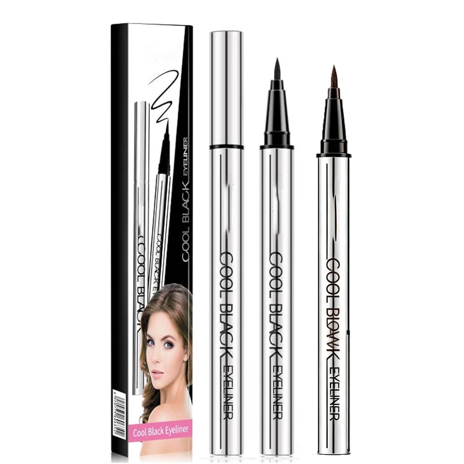 Long-Lasting Eyeliner, Waterproof, Ultra-Fine, 24-Hour Smooth Application, Quick-Drying, ltra-Creamy Silky Texture, Precision Tip for Wing Line (2Pack, Black)