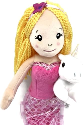 Miniatura 2 de The Petting Zoo Muñeca de sirena con pequeño unicornio de peluche, gran regalo para niñas, 17 pulgadas (afroamericano)