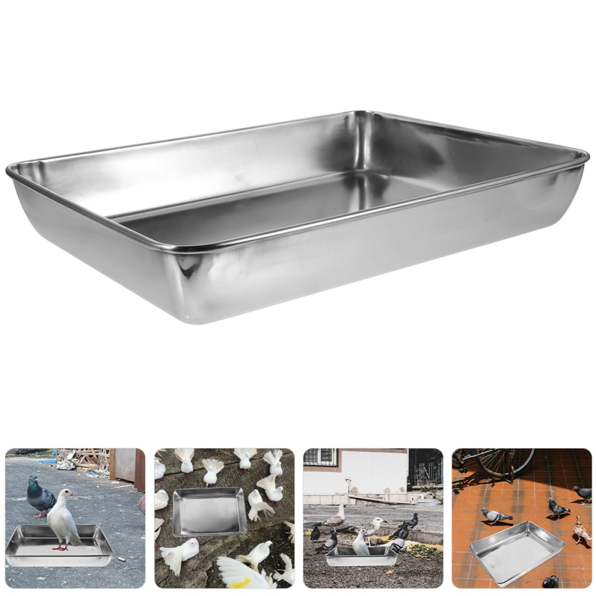 Vogeltränke Edelstahl Taubenbadewanne mit Tiefem Design aus Robustem Edelstahl Sichere Vogelbadewanne für Papageien und Tauben im Vogelkäfig Spritzwassergeschützt