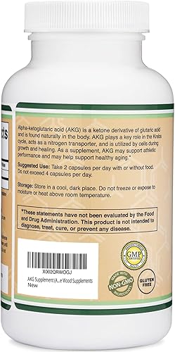 Miniatura 3 de Suplemento AKG (ácido alfa cetoglutárico) 1,000 mg por porción (180 cápsulas) diferente y puede ser más eficaz que AAKG (estudiado recientemente