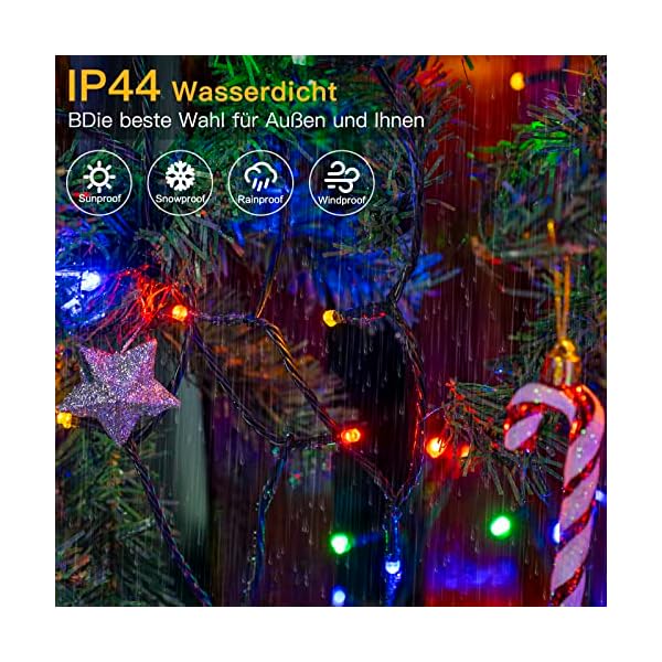 Ollny lichterkette außen 50m - 500 LED lichterkette weihnachtsbaum mit Fernbedienung Timer, IP44 Lichterkette mit Memory… – Bild 6