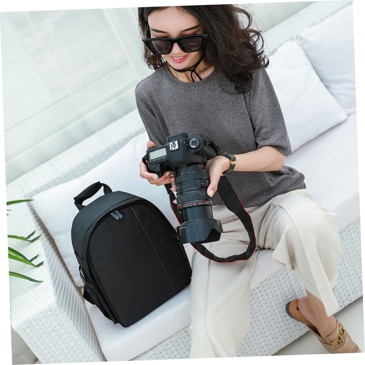 NUOBESTY 2 Piezas Mochila para Cámara de Viaje con Accesorios Bolsa de Almacenamiento Práctica y para DSLR y Espejo