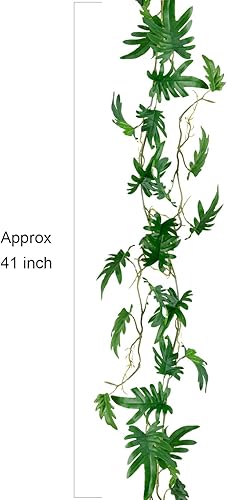 Miniatura 5 de Serene Spaces Living vid artificial de hoja de filodendro pequeña, follaje realista, vides colgantes, hogar, balcón, patio, jardín, oficina, boda,
