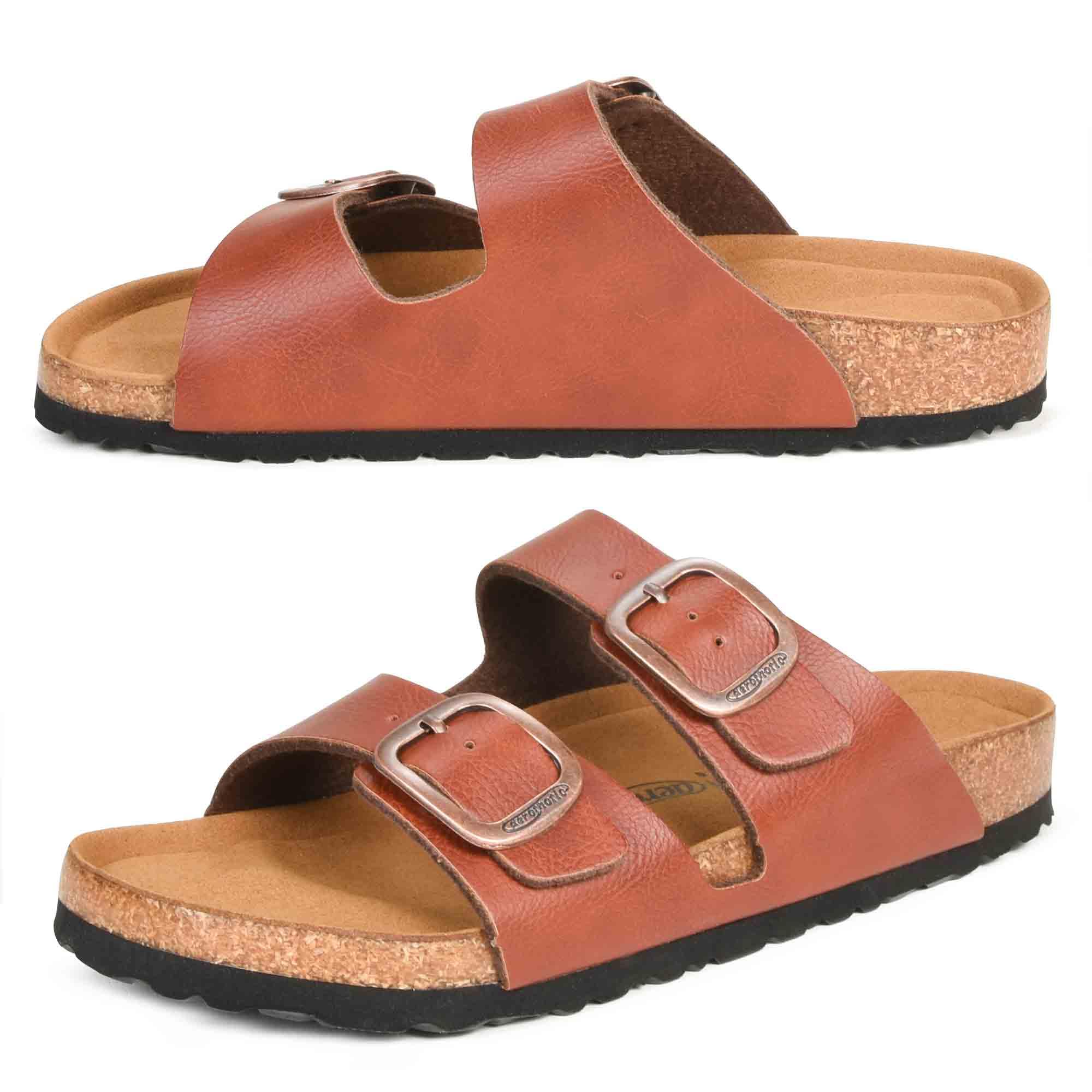 AEROTHOTIC Womens Arch Support Cork Footbed Slide Sandals