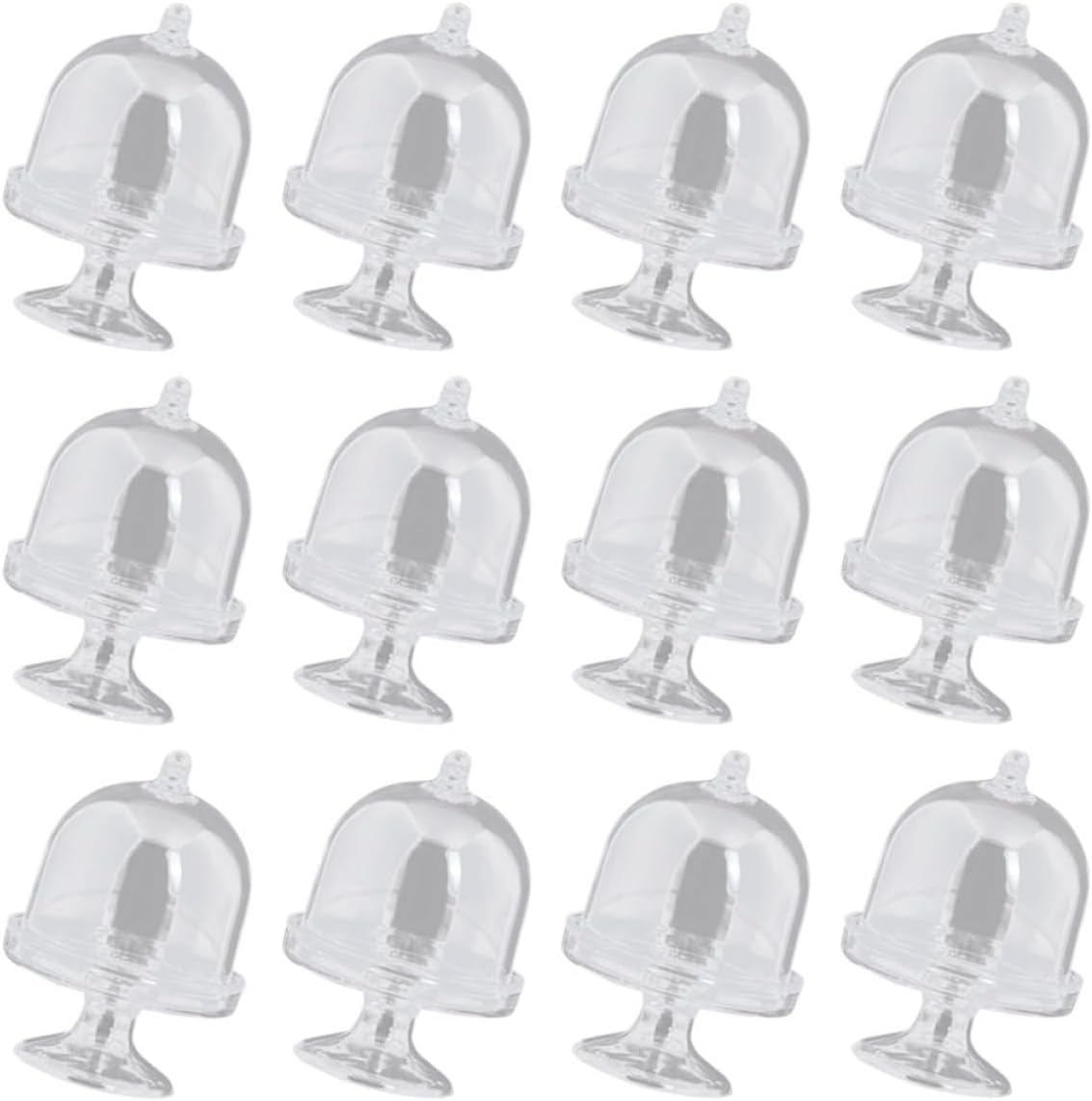 Cabilock 12pcs Candy Clear Boxes for Treats Cake Decorating Supplies Cupcake Stand Plate Gold Sprinkles for Lid Wedding Display Mini Cupcake Stand Macaroons Platter Pop Plastic Transparent