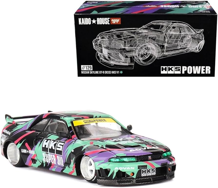 街道ハウス　日産　スカイライン　GT-R R33 HKS チェスカー　未使用品 Amazon.com: 1:64 Scale Diecast Model Car Compatible with Nissan