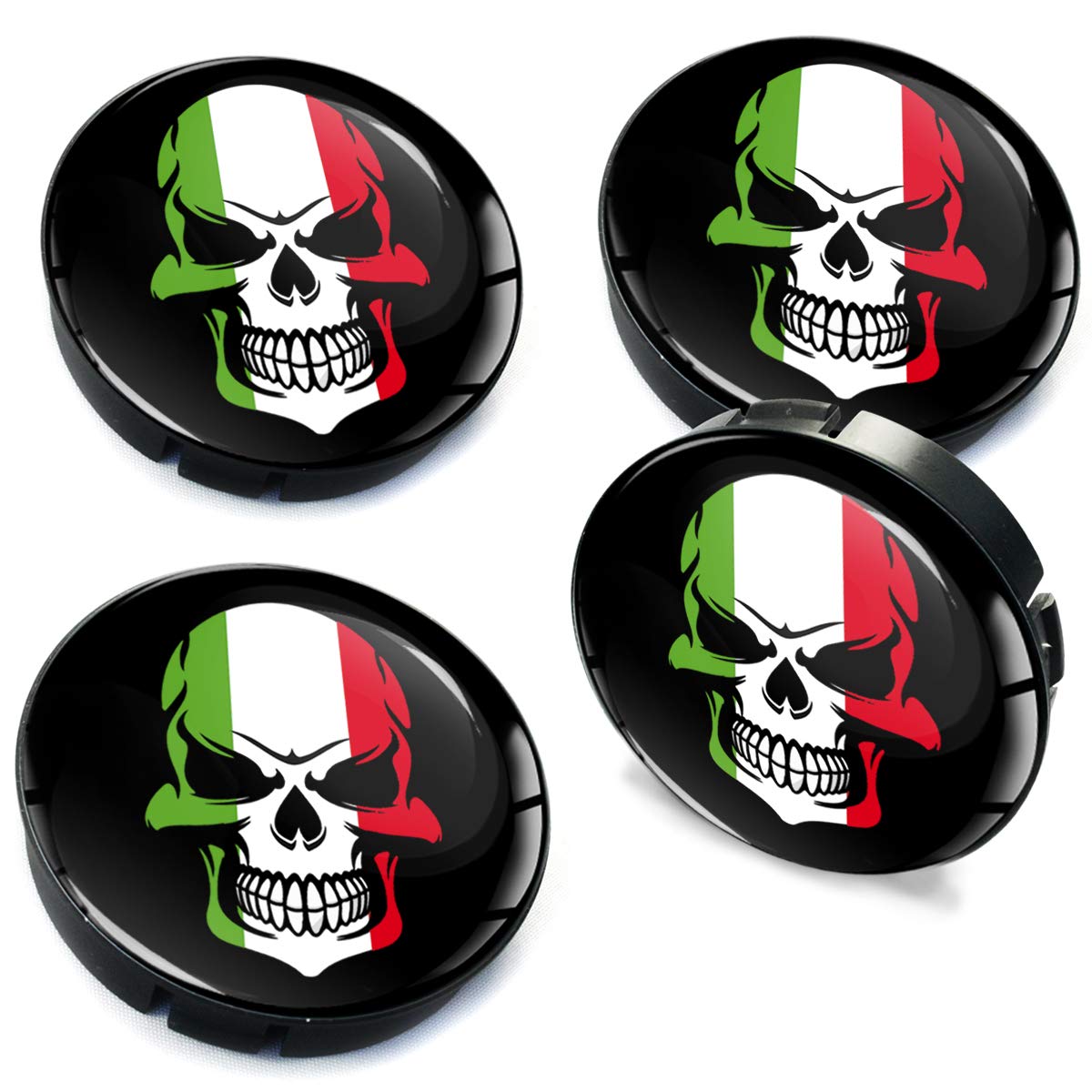 Biomar Labs® 4 x 60mm 3D Wheel Hub Centre Caps Italy Italian Flag Center Rims C 90Z