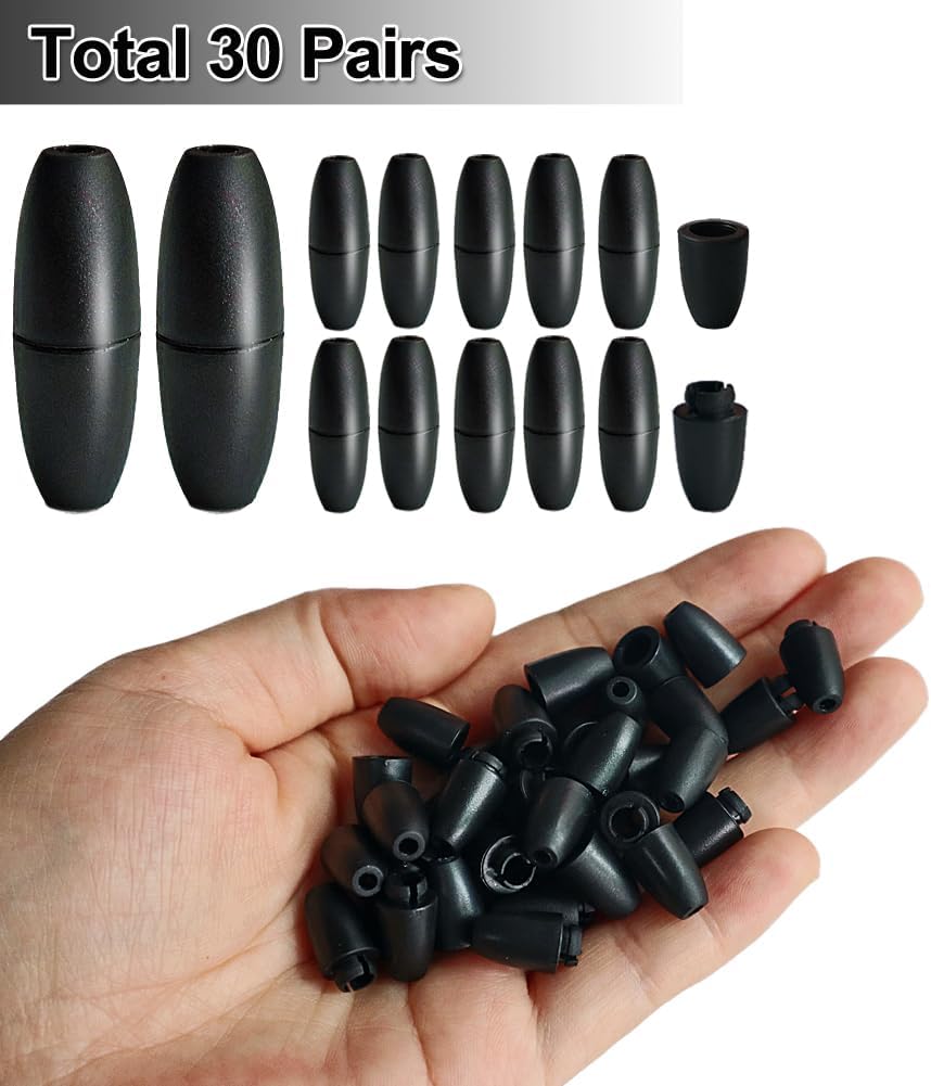 Ewparts Breakaway Clasp with Lanyard String 30 Pairs Safety Break Away Clasps Bead Barrel Connectors with 50m Black Nylon String 2mm Nylon Cord for Bracelets,Necklace,Adults Jewellry Making Craft Kit - Image 7