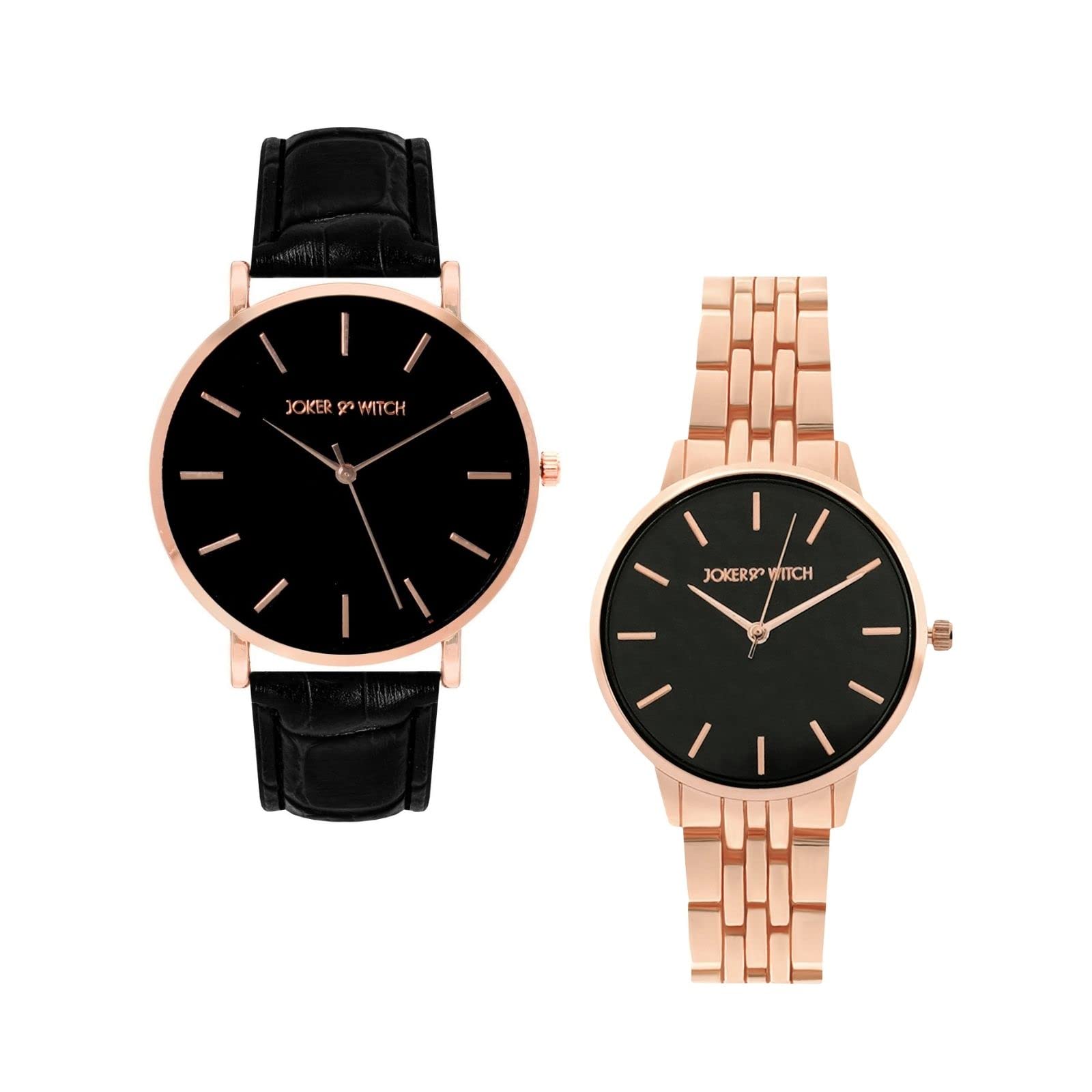 Joker & Witch Leather Cutie Pies Couple Analogue Watches, Black Dial, Black Band (B0BVB7DP1D) Amazon Price History, Amazon Price Tracker