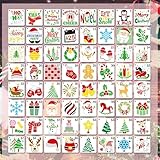 64 Stück Weihnachts Schablonen 7,6 x 7,6 cm Wiederverwendbare Malschablonen für Weihnachten DIY Vorlagen für Fenster Karten Holz und Stoff