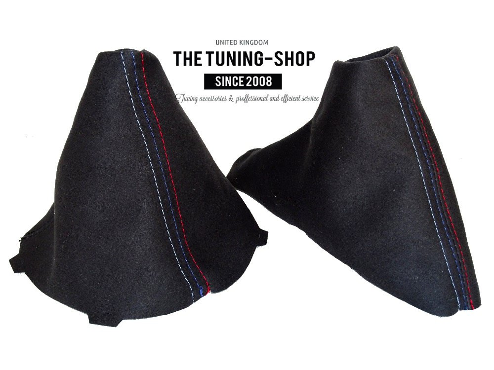 The Tuning-Shop Ltd for BMW E90 E91 E92 E93 2005-2013 Shift & E Brake Boot Black Genuine Suede M3 /// Stitching
