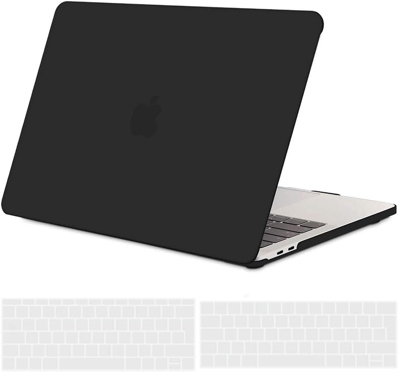 TECOOL Funda para MacBook Pro 13 Pulgadas 2016-2022 (M2 M1 A2338 A2289 A2251 A2159 A1989 A1706) con Touch Bar, Carcasa de Plástico Ultrafina y Cubierta del Teclado UE, Negro