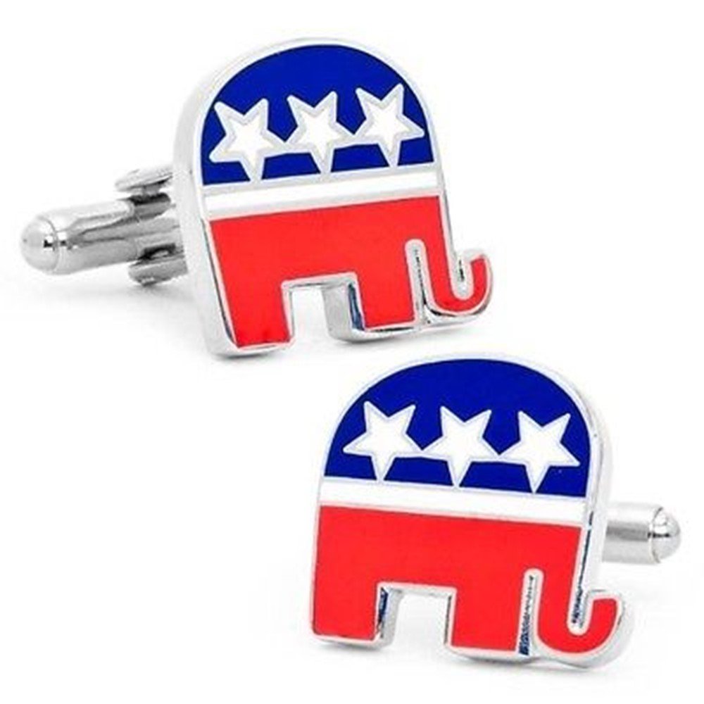 Procuffs Republican Elephant Blue Convention Red White Blue Wedding Cufflinks + Free Box & Cleaner